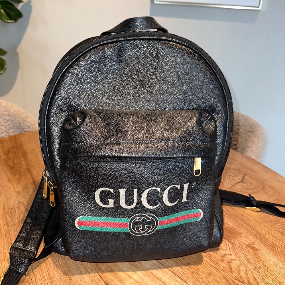 Gucci Calfskin Logo Day Backpack